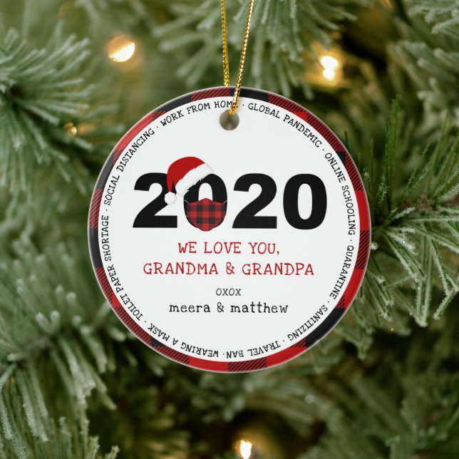 2020 COVID Großeltern Foto Keramik Ornament (Baum)