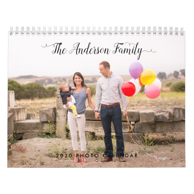 2020 Custom Foto Elegant Stilvolle Skriptfamilie Kalender (Titelbild)