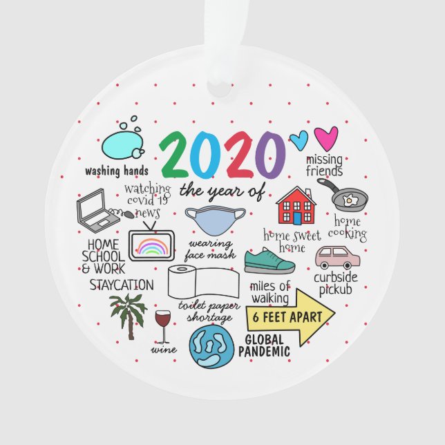 2020 das Jahr COVID 19 Handziehen Ornament (Vorderseite)