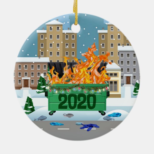 2020 Dumpster fire Christmas Keramik Ornament (Hinten)