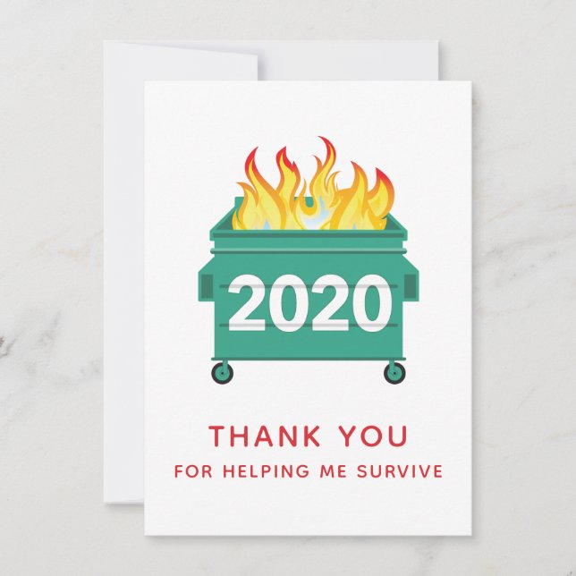 2020 Dumpster Fire Friendship Danke Karte (Vorderseite)