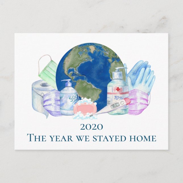 2020 Face Mask Toilettenpapier für Wasserfarben Postkarte (Vorderseite)
