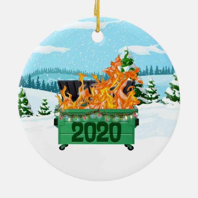 2020 Feu de benne Noël Ornement en céramique (Dos)