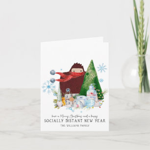 2020 Frohe Weihnachten Glückliches soziales Distan Karte