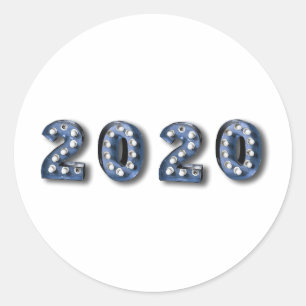 2020 Frohes neues Jahr 22 Runder Aufkleber