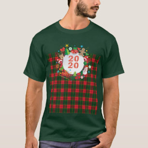 2020 Frohes Neues Jahr! Schottland-Muster T-Shirt