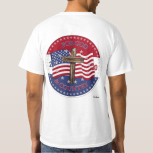 2020 Für Gott und Land Kreuz und amerikanische Fla T-Shirt