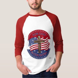 2020 Für Gott und Land Kreuz und amerikanische Fla T-Shirt