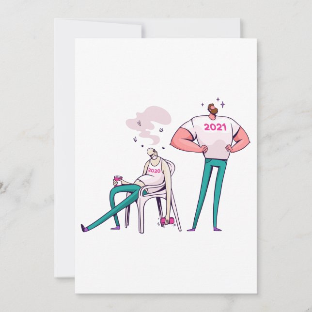 2020 gegenüber 2021 lustig einladung (Vorderseite)