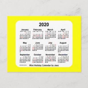 2020 Gelber Feiertagskalender von Janz Postkarte