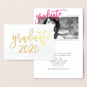2020 GRAD PARTY Moderne Minimallistische Schrift Folienkarte