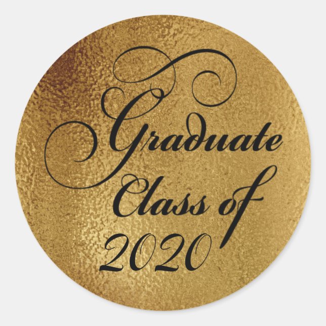 2020 Graduate Gold Graduation Party Danke Siegel Runder Aufkleber (Vorderseite)