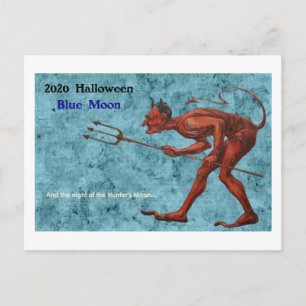 2020 Halloween Blue Moon Devil Postkarte