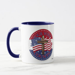 2020 Ihre Stimme zählt Cross und American Flag Tasse