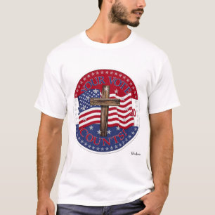 2020 Ihre Stimme zählt Kreuz und amerikanische Fla T-Shirt