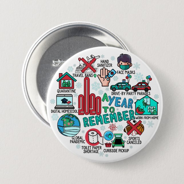 2020 im Jahr, um an die Runde Highlights Pinback Button (Vorne & Hinten)