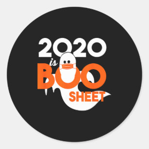 2020 ist Boo-Blatt-Geister-Halloween  Runder Aufkleber