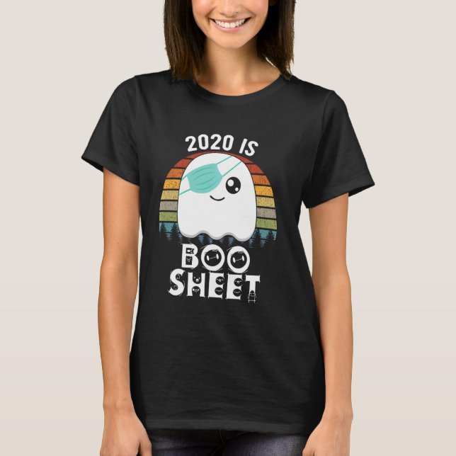 2020 ist Boo-Blatt Niedlichen Geist in Maske Funny T-Shirt (Vorderseite)