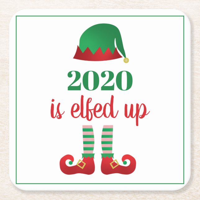 2020 ist das sonnige Weihnachtsgebäck Grün des Spr Rechteckiger Pappuntersetzer (Vorderseite)