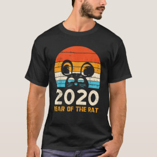 2020 Jahr der Rat Retro Niedlich Lunar Chinesisch  T-Shirt