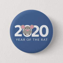 2020 Jahr der Ratte klassisch blau Button