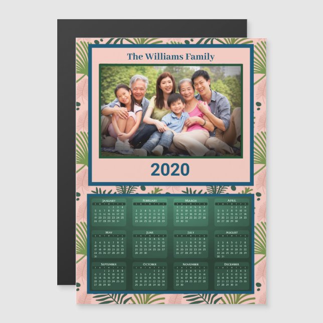 2020-Jahr-Familienkalender Tropischer Magnet (Vorne/Hinten)