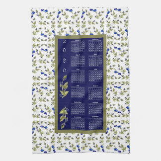 2020 Kalender Blueberries Gestrickte Blätter an de Geschirrtuch