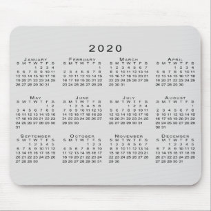 2020 Kalender Einfach grau und schwarz Mousepad