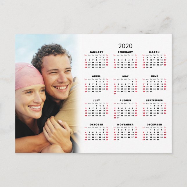 2020 Kalender Ihr Foto Feiertagspostkarte (Vorderseite)