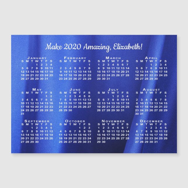 2020 Kalender Motivation Name Abstrakt Blue Foto Magnetkarte (Vorderseite)
