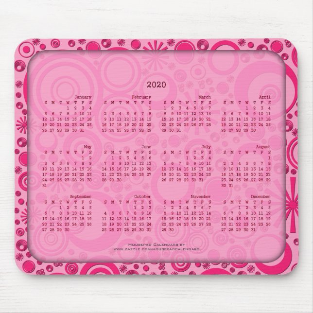 2020 Kalender Mousepad, 2 Tonnen Rosa Mousepad (Vorne)