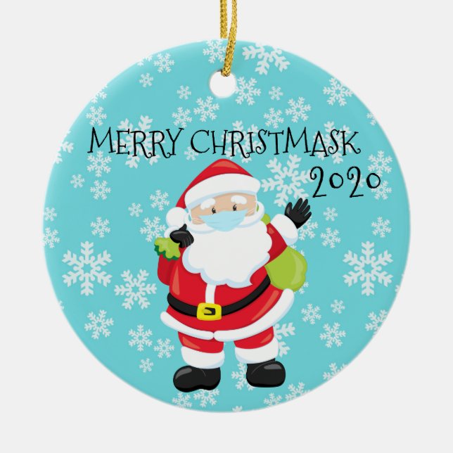 2020 Merry Christmask Santa Quarantine Keramik Ornament (Vorne)