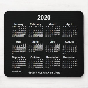 2020 Neon White Calendar von Janz Mousepad