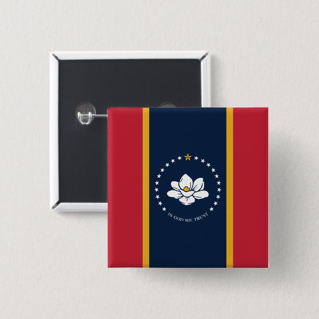 2020 New Mississippi In God We Trust State Flag Button (Vorne & Hinten)