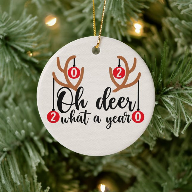 2020 O Deer What A Year Funny Christmas Rentier Keramik Ornament (Baum)