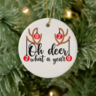 2020 Oh, Hirsch, was für ein Jahr Weihnachtsmann Keramik Ornament