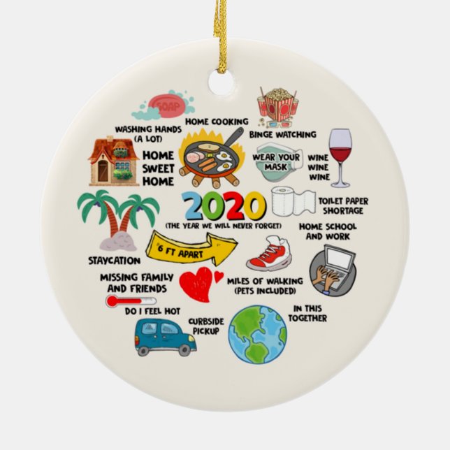 2020 Pandemic Quarantine Christmas Keramik Ornament (Hinten)