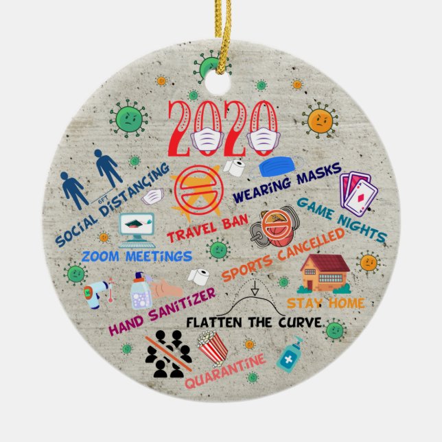 2020 pandemische Weihnachtsfeier Keramik Ornament (Vorne)