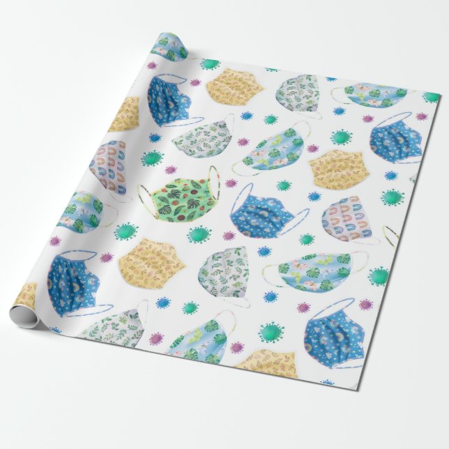 2020 Pattern Covid Aquarellmaske Geschenkpapier (Ungerollt)