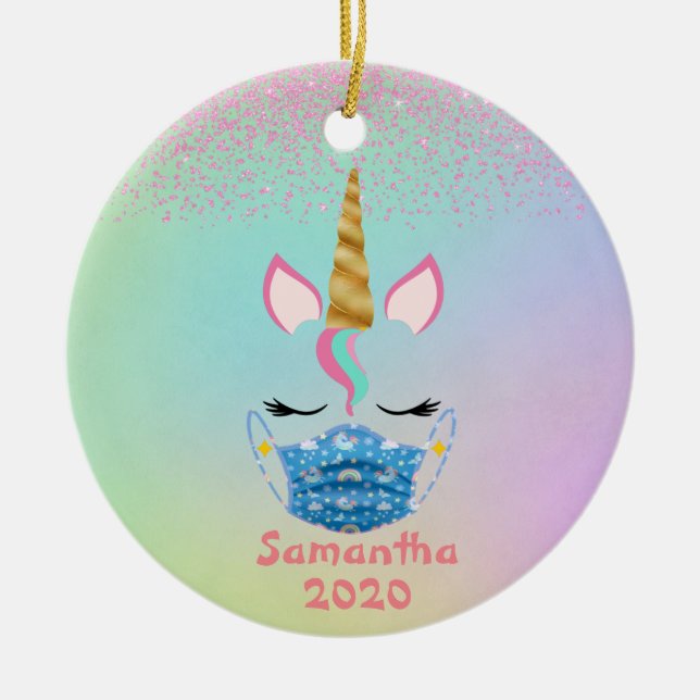 2020 Personalisierte Einhornmaske Keramik Ornament (Vorne)