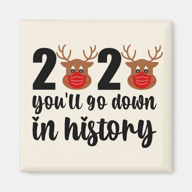 2020 Rudolph Red Mask Rentier in Geschichte Magnet (Vorne)