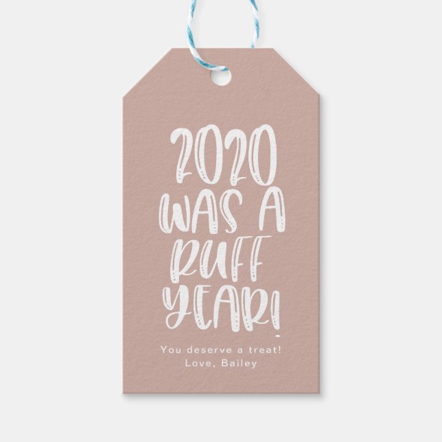 2020 war ein Ruff-Jahr Weihnachtsgeschenk des Hund Geschenkanhänger (Vorderseite)