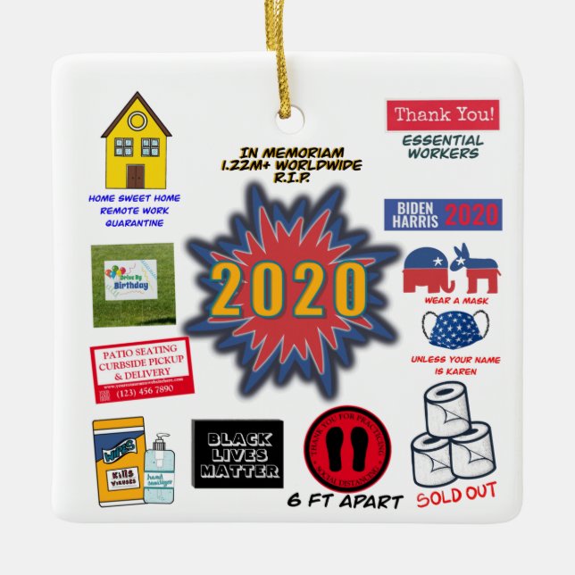 2020 | Weihnachten in Quarantäne Keramikornament (Vorderseite)