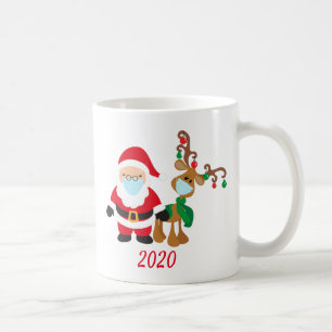 2020 Weihnachts-Covid Rentier Santa mit Gesichtsma Kaffeetasse