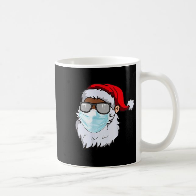 2020 Weihnachtsmann mit Gesichtsmaske schwarzer Af Kaffeetasse (Rechts)