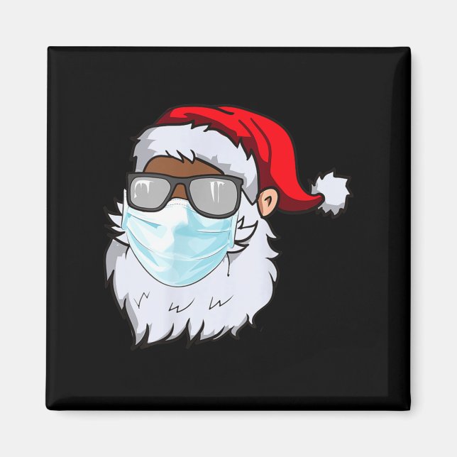2020 Weihnachtsmann mit Gesichtsmaske schwarzer Af Magnet (Vorne)