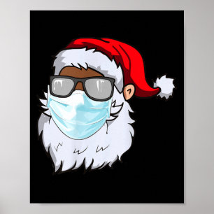 2020 Weihnachtsmann mit Gesichtsmaske schwarzer Af Poster