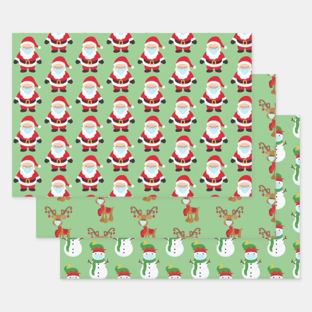 2020 Weihnachtsmaske Weihnachtsmann Weihnachtsmann Geschenkpapier Set (Set)