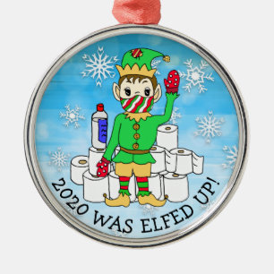 2020 wurde Elf in Facemask erledigt Ornament Aus Metall