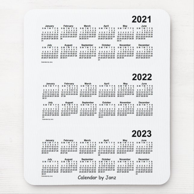 2021-2023 White 3 Year Calendar by Janz Mousepad (Vorne)